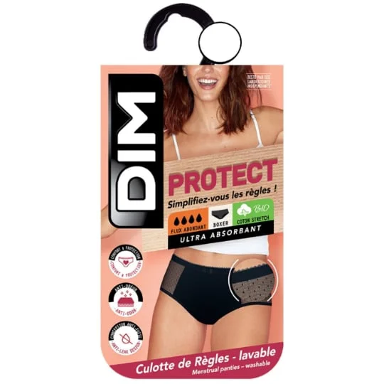 Boxer menstruel femme noir coton Bio T44/46