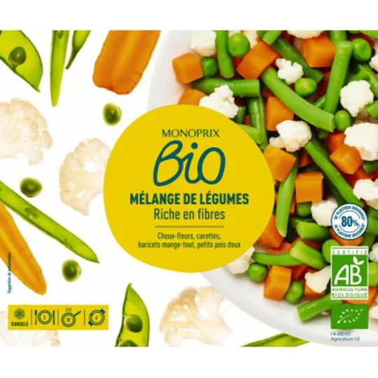 Mélange de légumes bio, surgelées