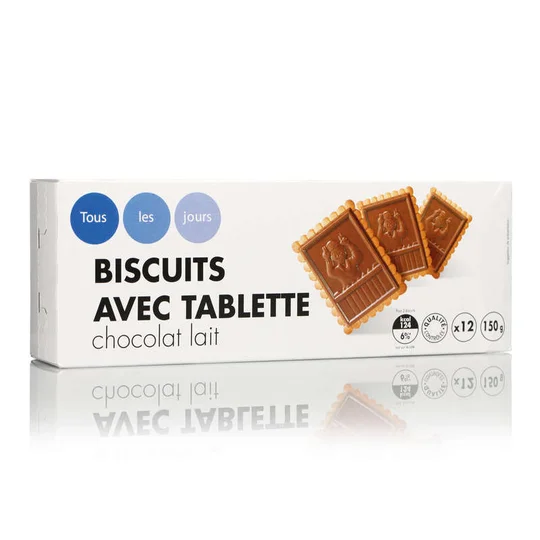 Biscuits avec tablette de chocolat au lait