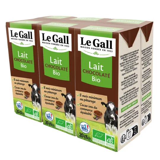Lait biologique demi-écrémé chocolaté