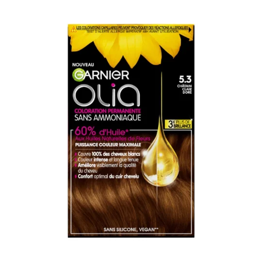Coloration Cheveux Permanente Sans Amoniaque 5.3 Chatain Clair Doré