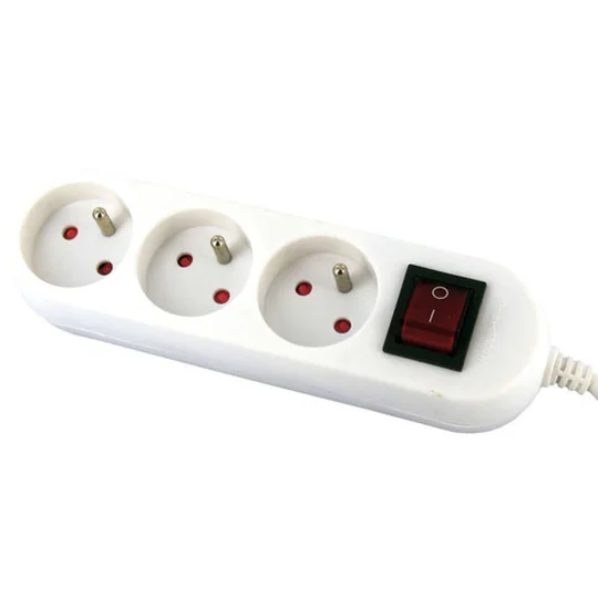 Bloc 3 prises 16a avec interrupteur blanc