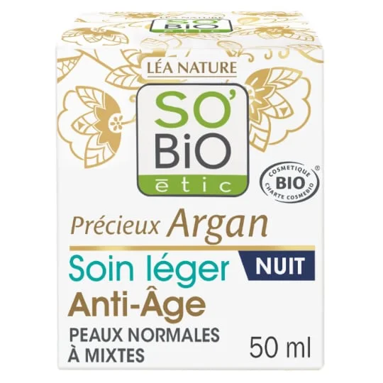 Crème Visage Soin Anti-Âge Légère Nuit Précieux Argan Bio
