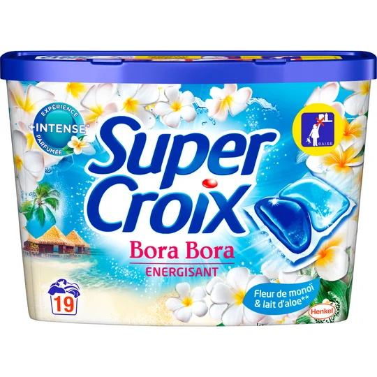 Lessive capsules Bora Bora fleur de monoï & lait d'aloé x19 19 lavages 19 capsules