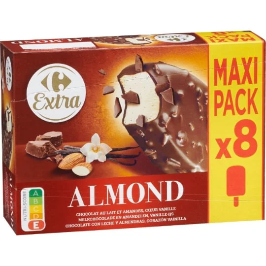 Glaces chocolat au lait amandes