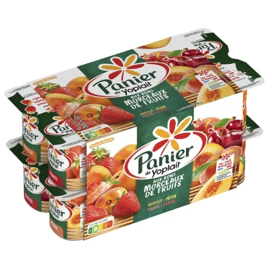 Yaourt abricots, pêche, fraise, cerise aux morceaux de fruits