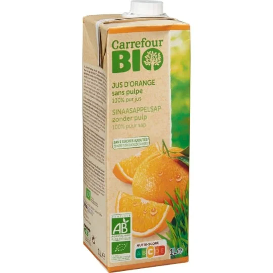 Jus d'orange bio sans pulpe