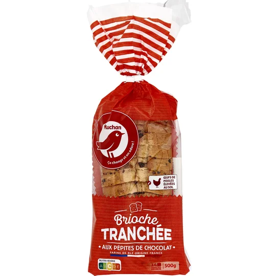 Brioche tranchée aux pépites de chocolat