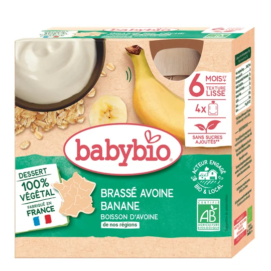 100% végétal Gourde brassé avoine et banane bio dès 6 mois