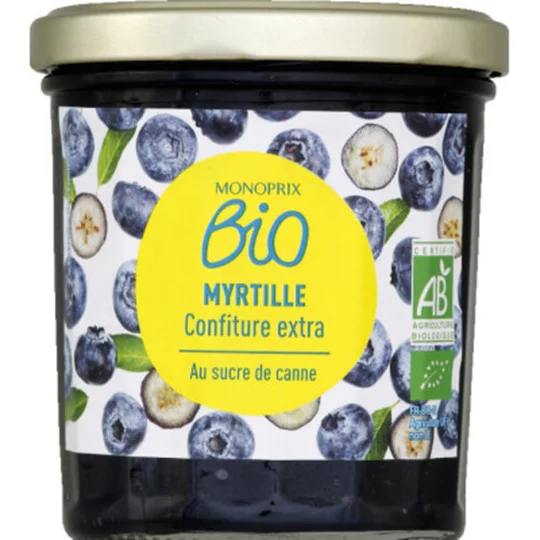 Confiture extra de myrtille au sucre de canne
