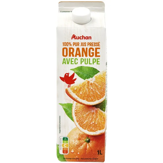 Pur jus d'oranges avec pulpe