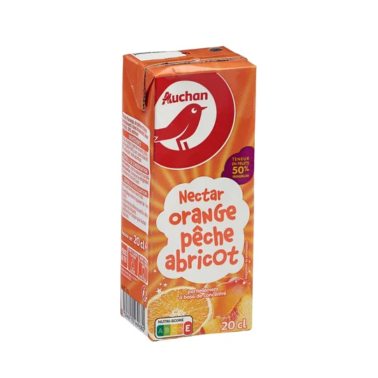 Nectar d'orange pêche abricot en briquette
