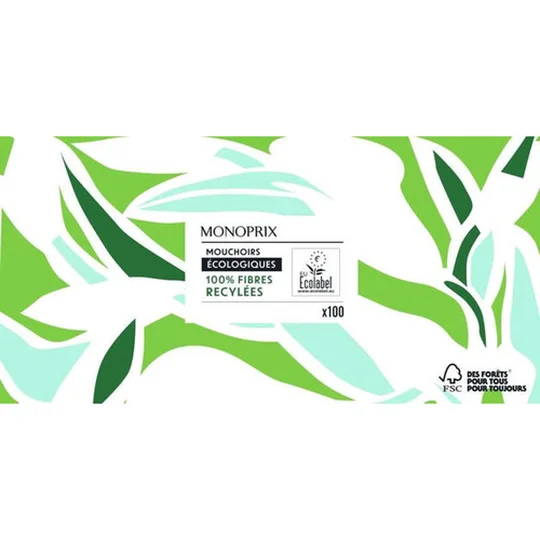 Mouchoirs ecolabel fibres recyclées