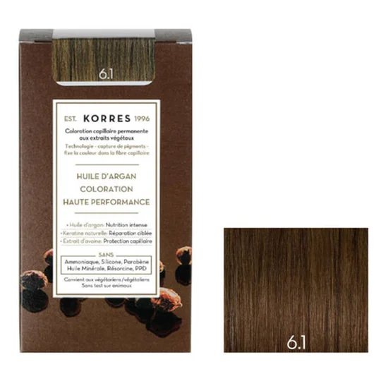 Coloration Pour Cheveux Haute Performance à Huile d'Argan Blond Cendré 6.1