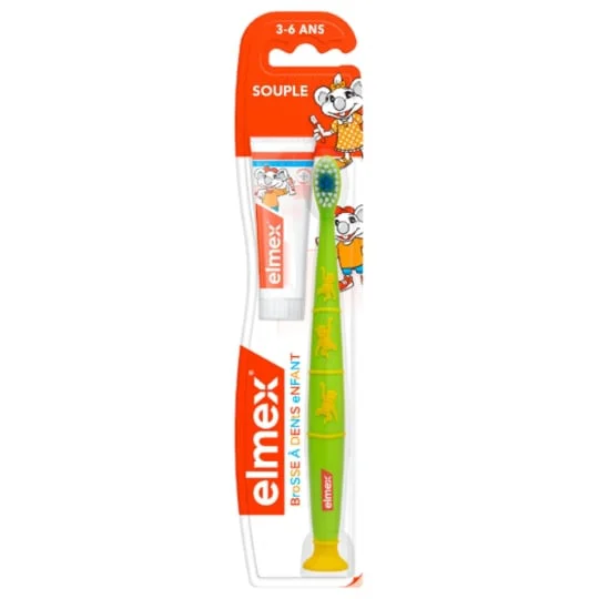 Brosse à dents enfant 3-6 ans + dentifrice