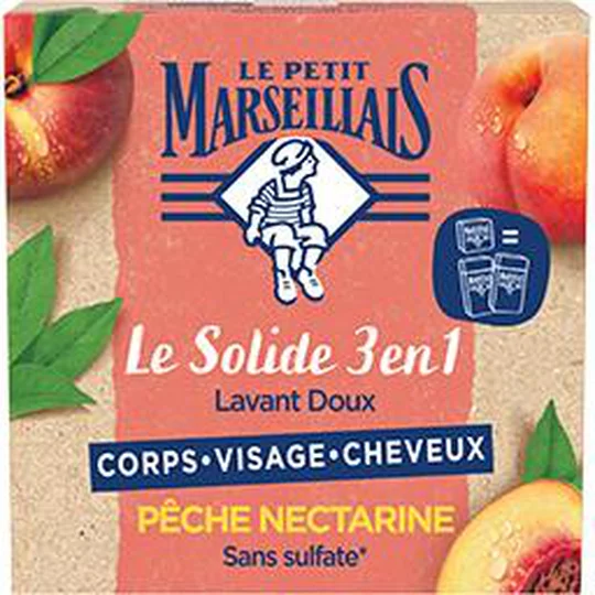 Le Petit Solide BIO 3 en 1 – Corps, Visage, Cheveux – Pêche