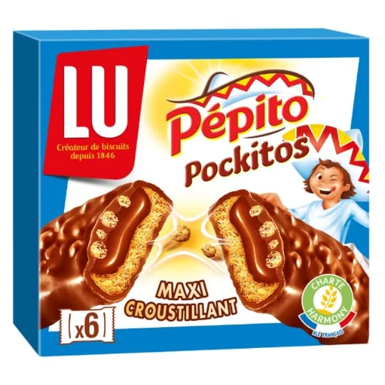 Biscuits barre fourrés au chocolat au lait et au riz souflé Pockitos