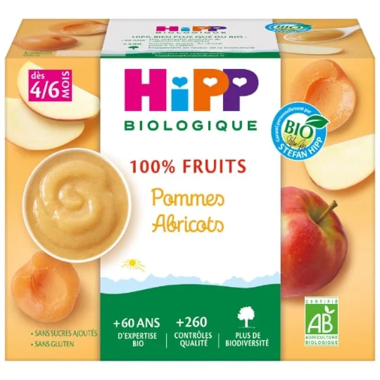 Compote bébé dès 4-6 mois pommes abricots Bio