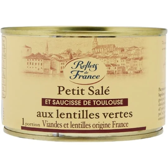 Plat cuisiné petit salé lentilles