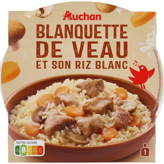 Blanquette de veau et riz prêt en 2min micro ondes