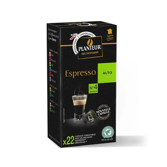 Capsules de café compatibles Nespresso moulu Espresso Alto n°4