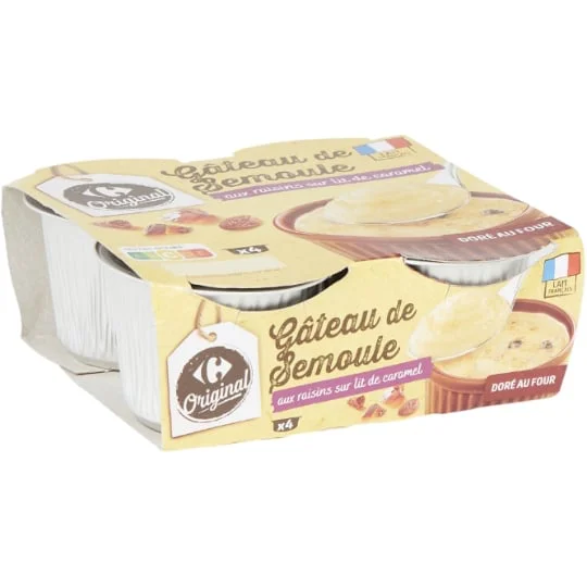 Gâteau de semoule aux raisins et caramel