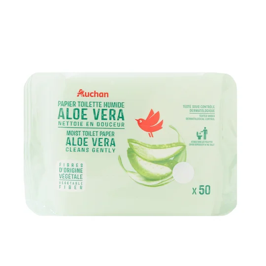 Lingette papier toilette humide blanc à l'aloe Vera