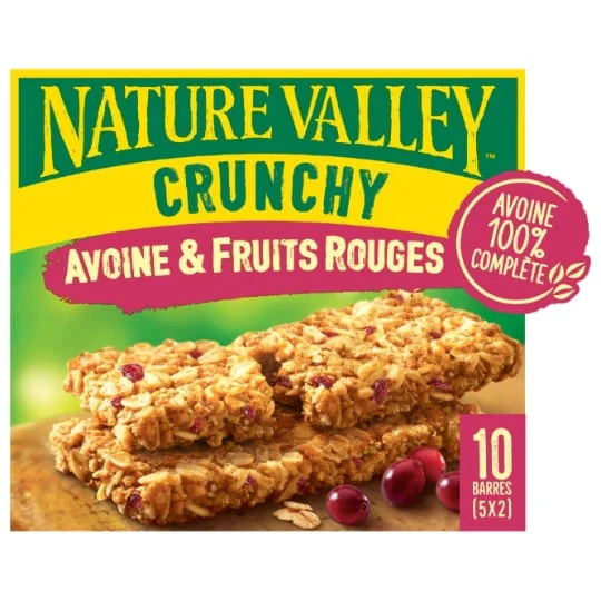 Barre de céréales crunchy avoine et fruits rouges