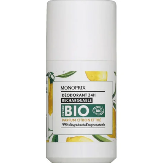 Déodorant certifie bio, parfum citron et thé