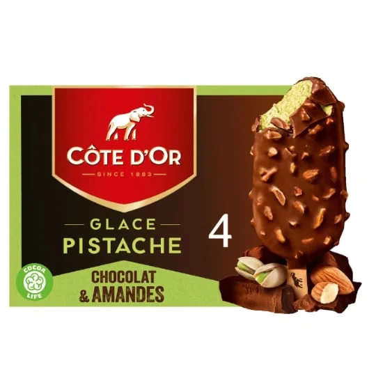 Glace pistache chocolat amande