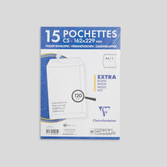 15 pochettes blanches, 16,2x22,9cm