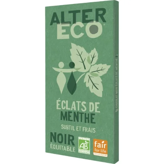 Chocolat bio noir éclats de menthe