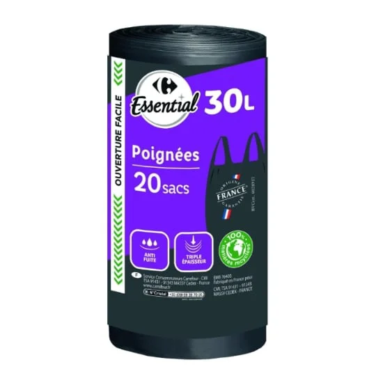 Sac poubelle à poignées 30L