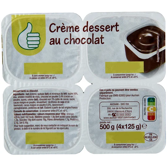 Crème dessert au chocolat