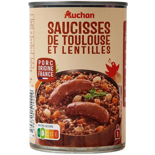 Saucisses de Toulouse et lentilles