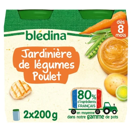Petit pot bébé dès 8 mois jardinière de légumes poulet
