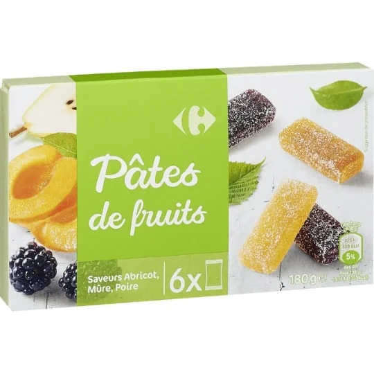 Pâtes de fruits abricot/mûre/poire