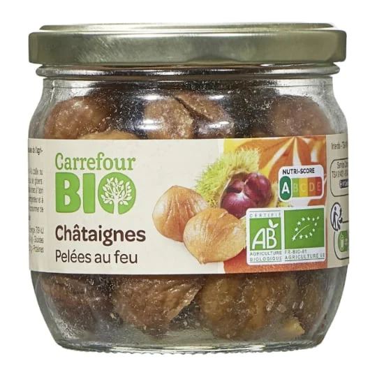 Châtaignes bio pelées au feu