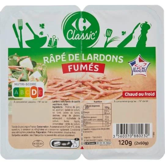 Râpé de lardons fumés