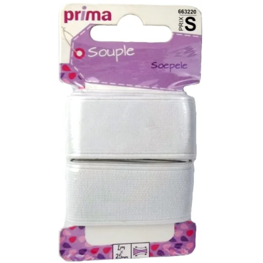 Elastique souple blanc 1Mx25mm