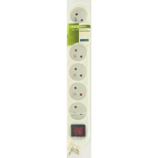 Bloc 6 Prises 16A Avec Interrupteur Blanc