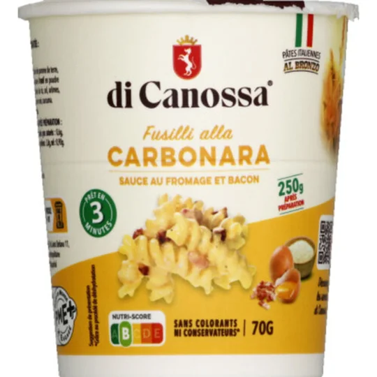 Di Canossa Fusili a la Carbonara Sauce Fromage et Bacon