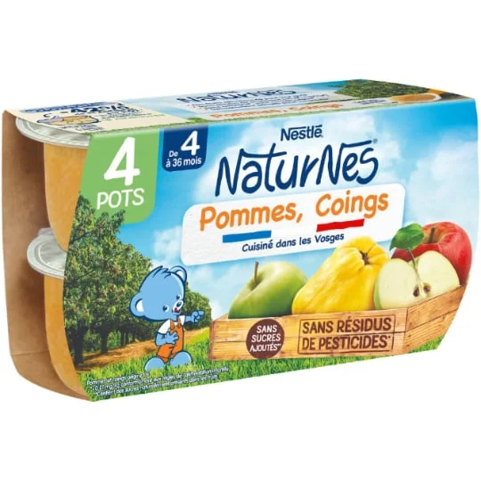 Compotes bébé dès 4/6 mois, pommes coing