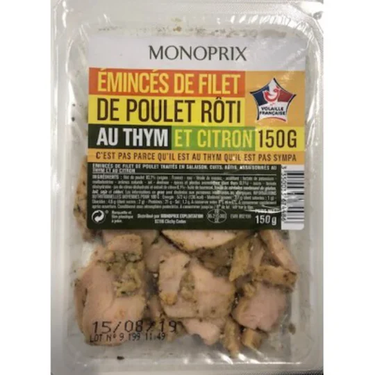 Emincés de filet de poulet aux thym citron