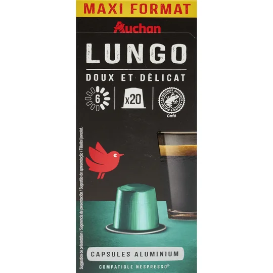 Capsules de café lungo intensité 6 compatibles Nespresso