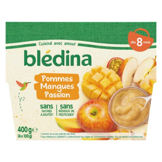 Purée de fruits bébé dès 8 mois pommes mangues passion