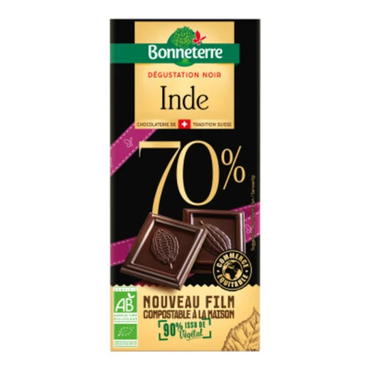 Tablette de Chocolat Noir Inde 70% Bio