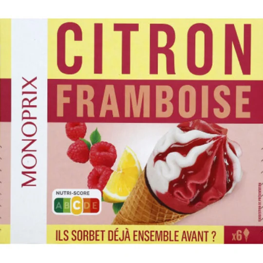 6 cônes citron framboise