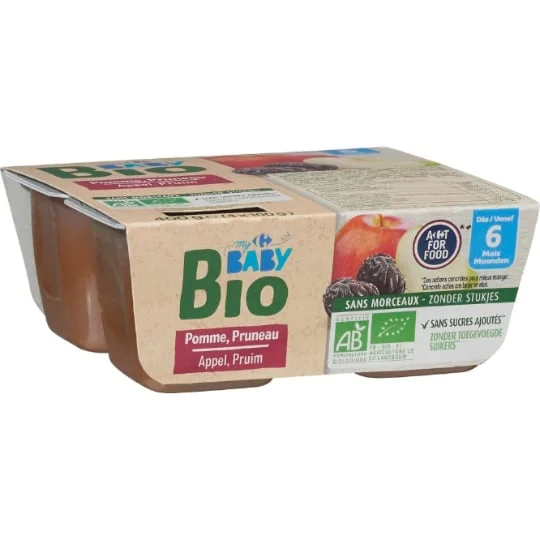 Desserts bébé bio pomme pruneau dès 6 mois