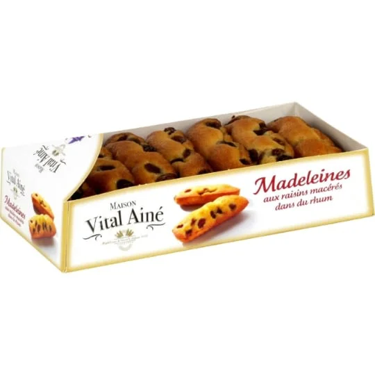 Madeleines aux raisins macérés au rhum